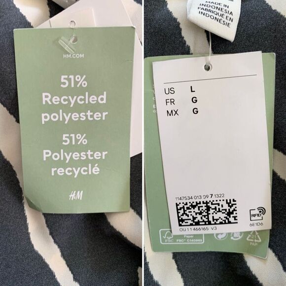 H&M Satin Front Wrap Zebra Print Dress Black, Size L - Picture 8 of 10